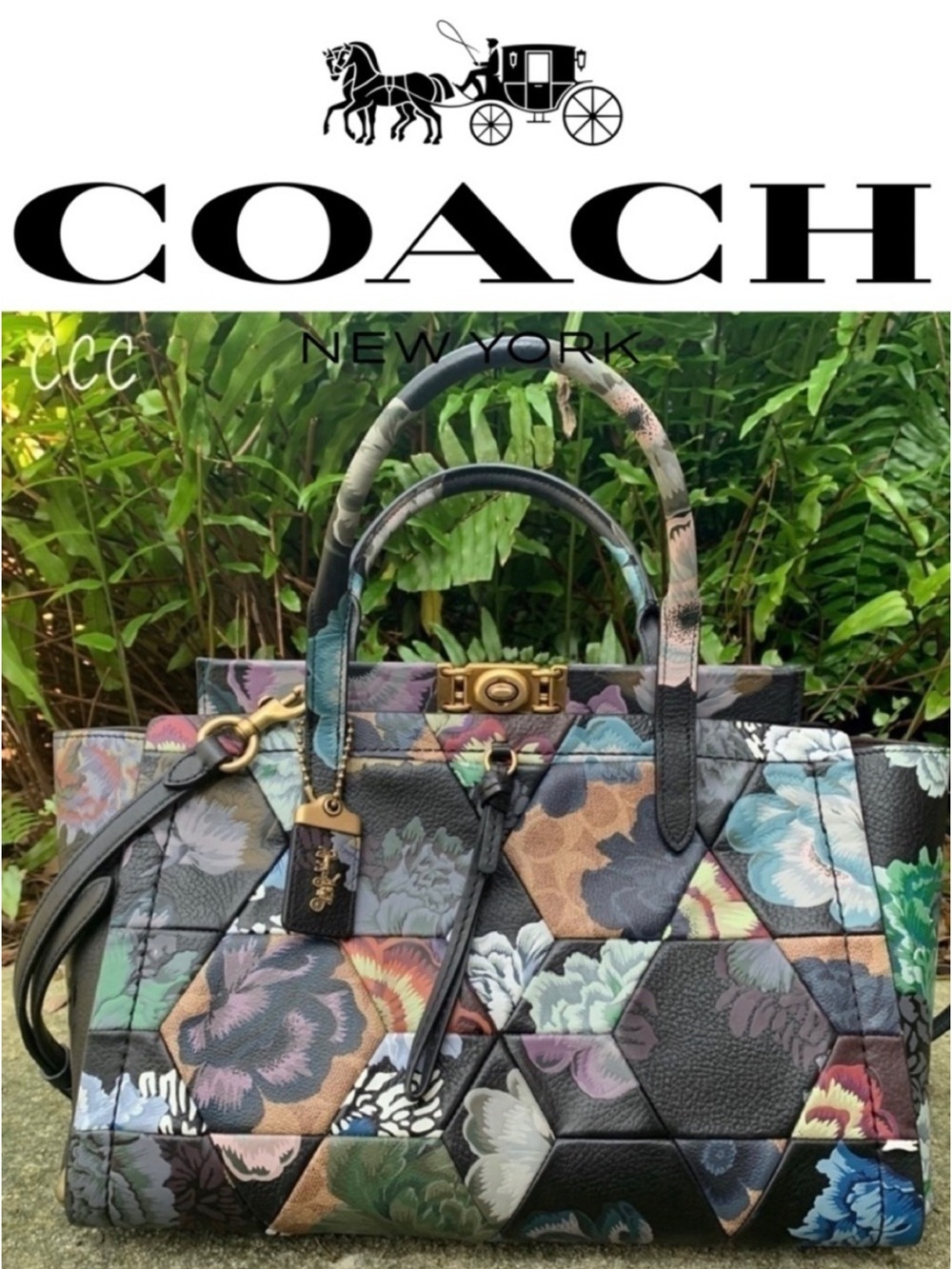 Coach Troupe Carryall 35 In Signature Canvas Kaffe Fassett Print Patchwork Bag